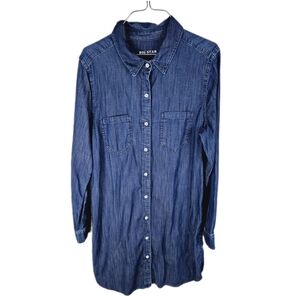 BIG STAR | long sleeve button up chambray shirt dress